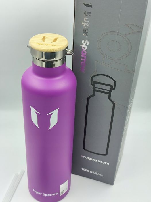 butelka termos na wodę sparrow fioletowa 1000ml ze stali nierdzewnej