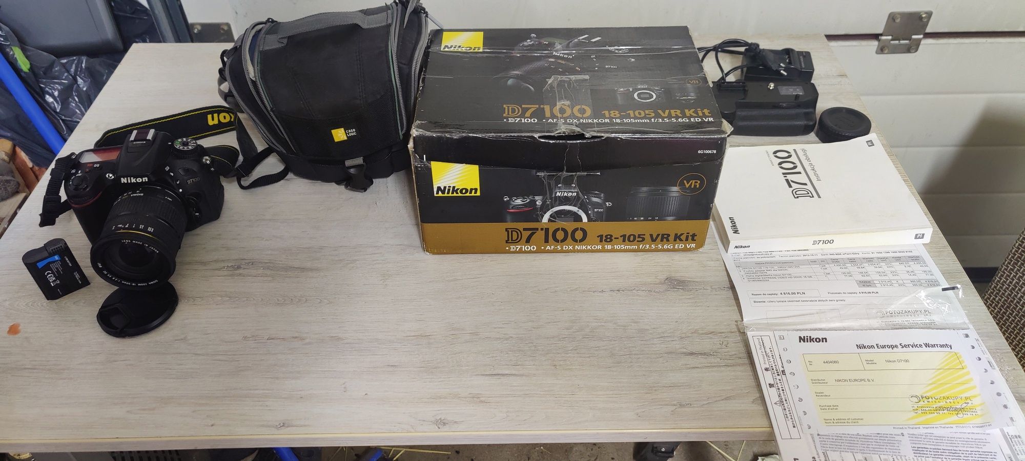 Nikon D7100 +grip i dużo dodatków plus kultowy obiektyw Sigma
