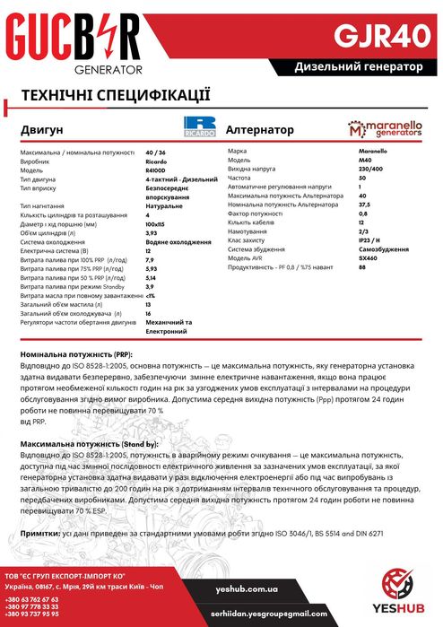 Дизельний Генератор GUCBIR GJR40 (40/35 кВА)/СЕРВІС/ГАРАНТІЯ/З ПДВ
