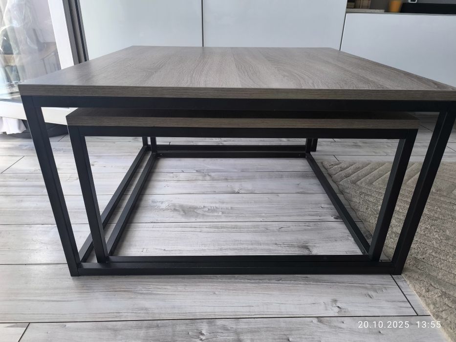 Stolik kawowy podwójny industrialny