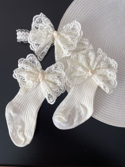 Пінетки з повʼязкою/ Святкові носочки для новонароджених