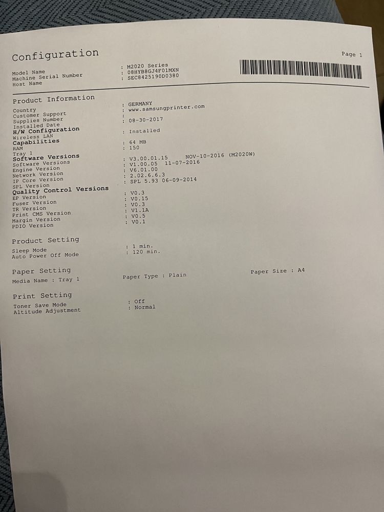 Drukarka Samsung m2026wu