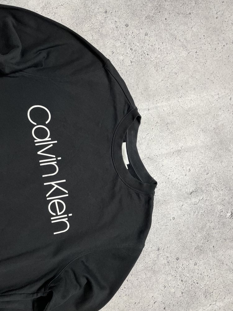 Мужская Кофта Свитшот Calvin Klein С Большим Лого Черный Оригинал M-L