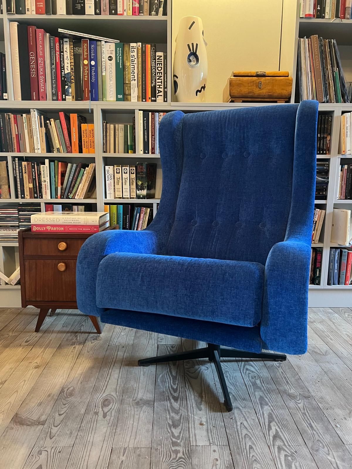 Piękny duży masywny fotel PRL vintage retro po renowacji