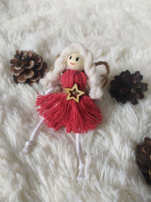 Aniołek na choinkę dzień babci makrama święta prezent handmade