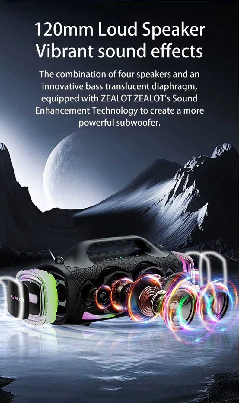 ZEALOT S79 Zewnętrzny głośnik Bluetooth 100W - 24000mAh - Nowy