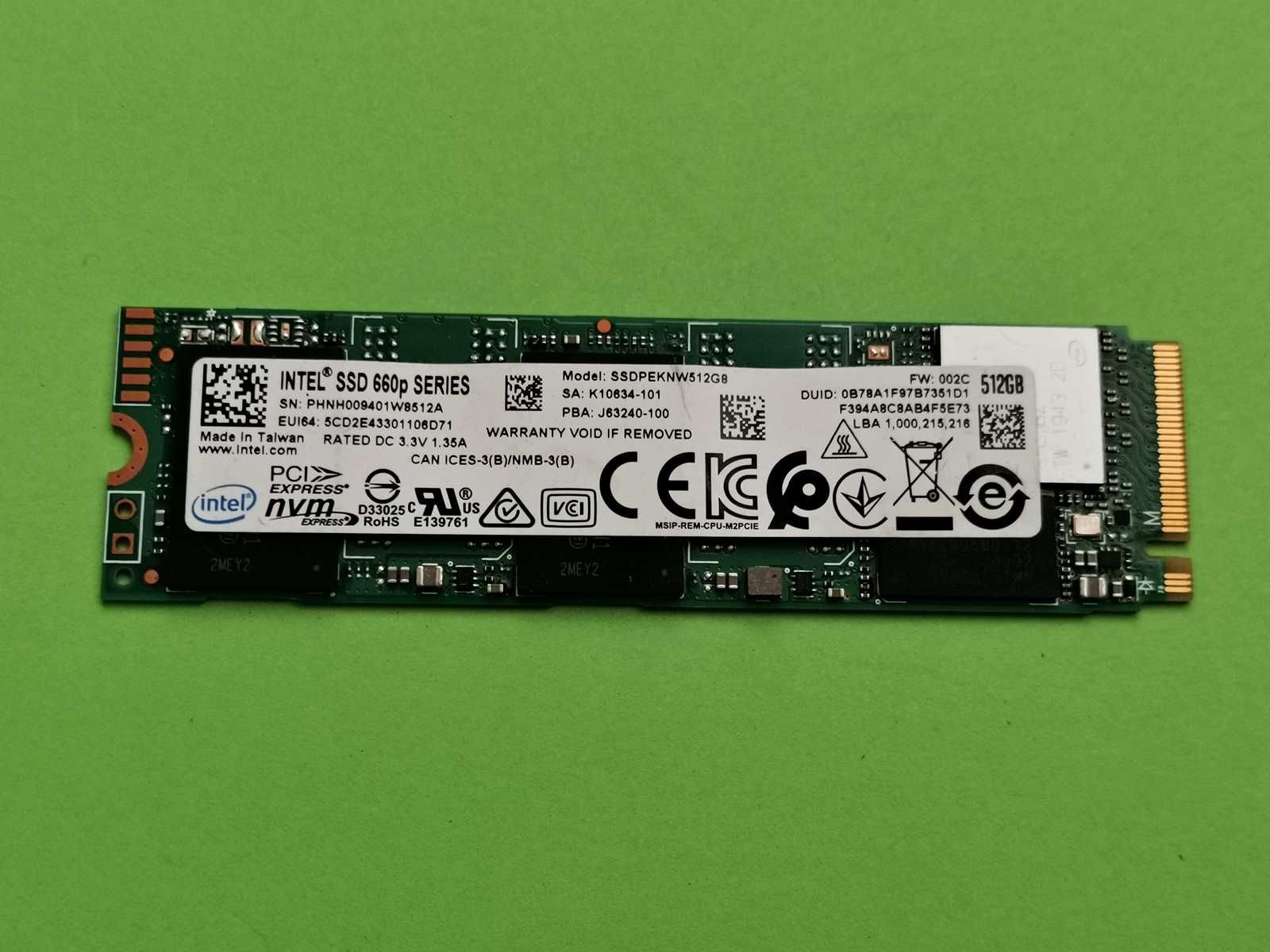 SSD M2 PCie 512GB iNTeL 660p