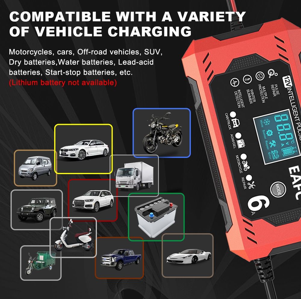 Ładowarka do akumulatorów żelowych 12V 6A prostownik automatyczny