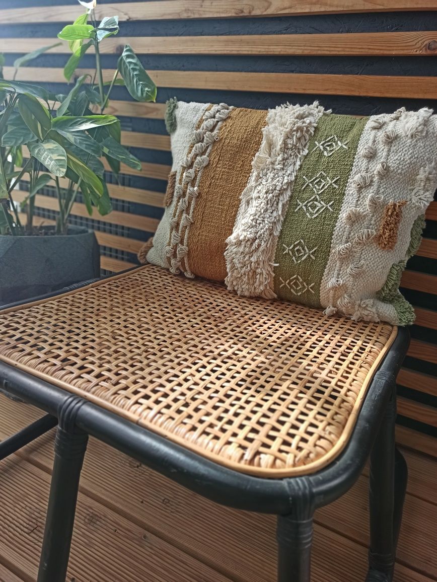 Pufa, boho, loft, rattan bambus, Podnóżek