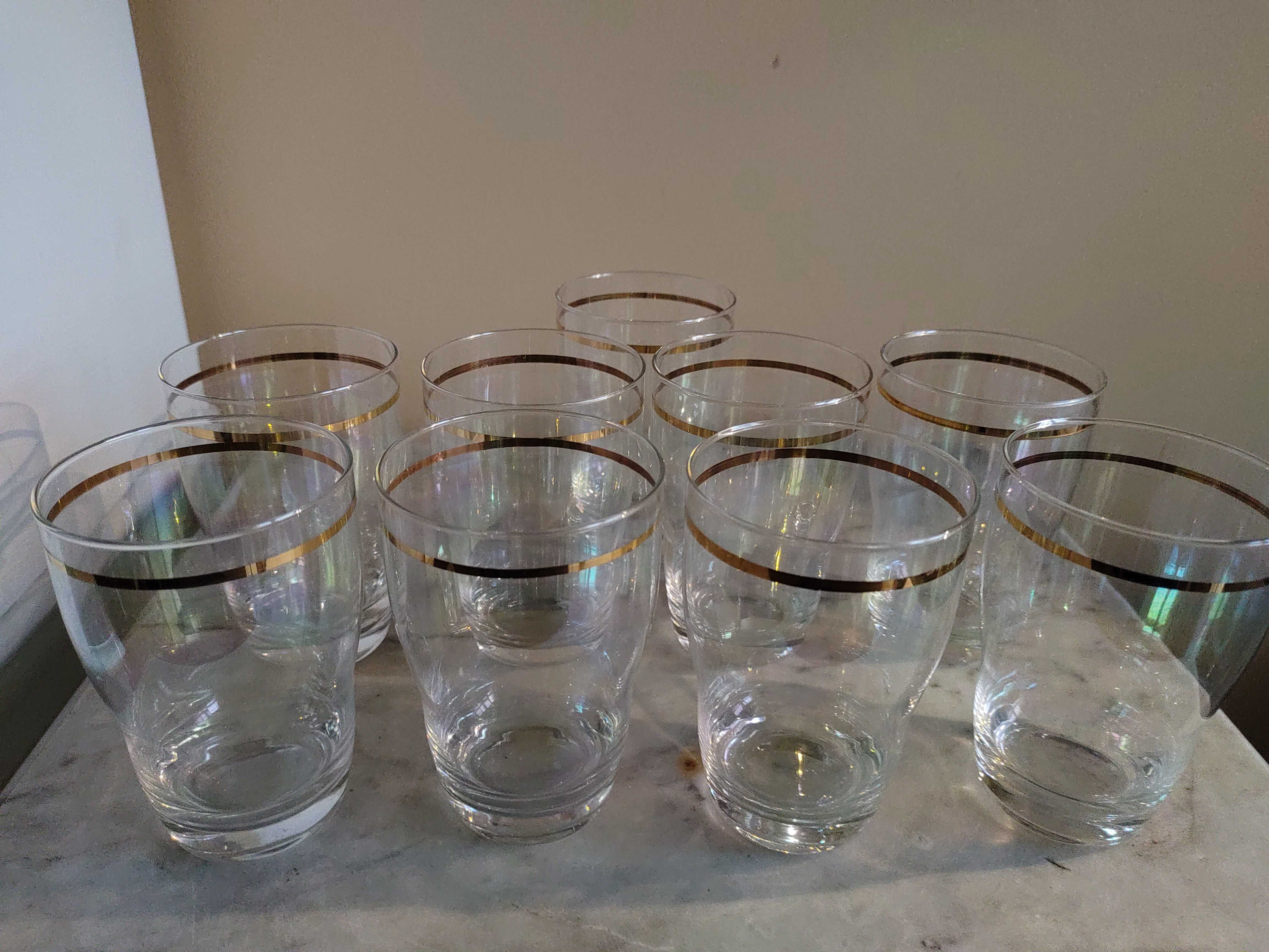 5 nowych szklanek z mieniącego szkła z PRL