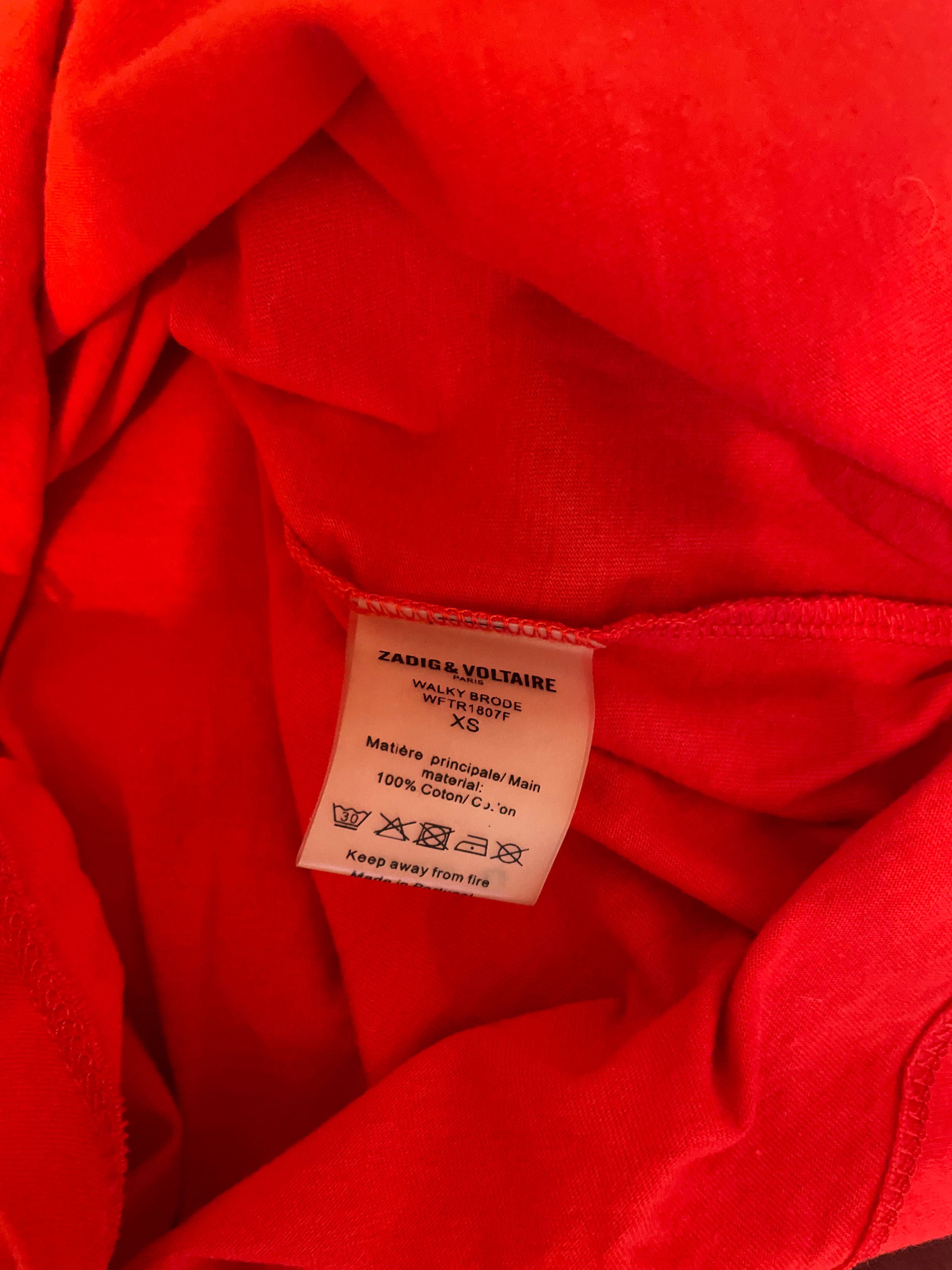 Zadig&Voltaire koszulka tshirt czerwona napis print Francja