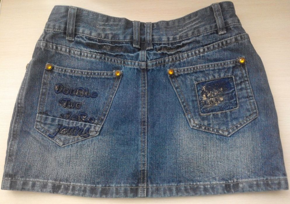 Юбка джинсовая голубая (синяя) короткая (размер 29)