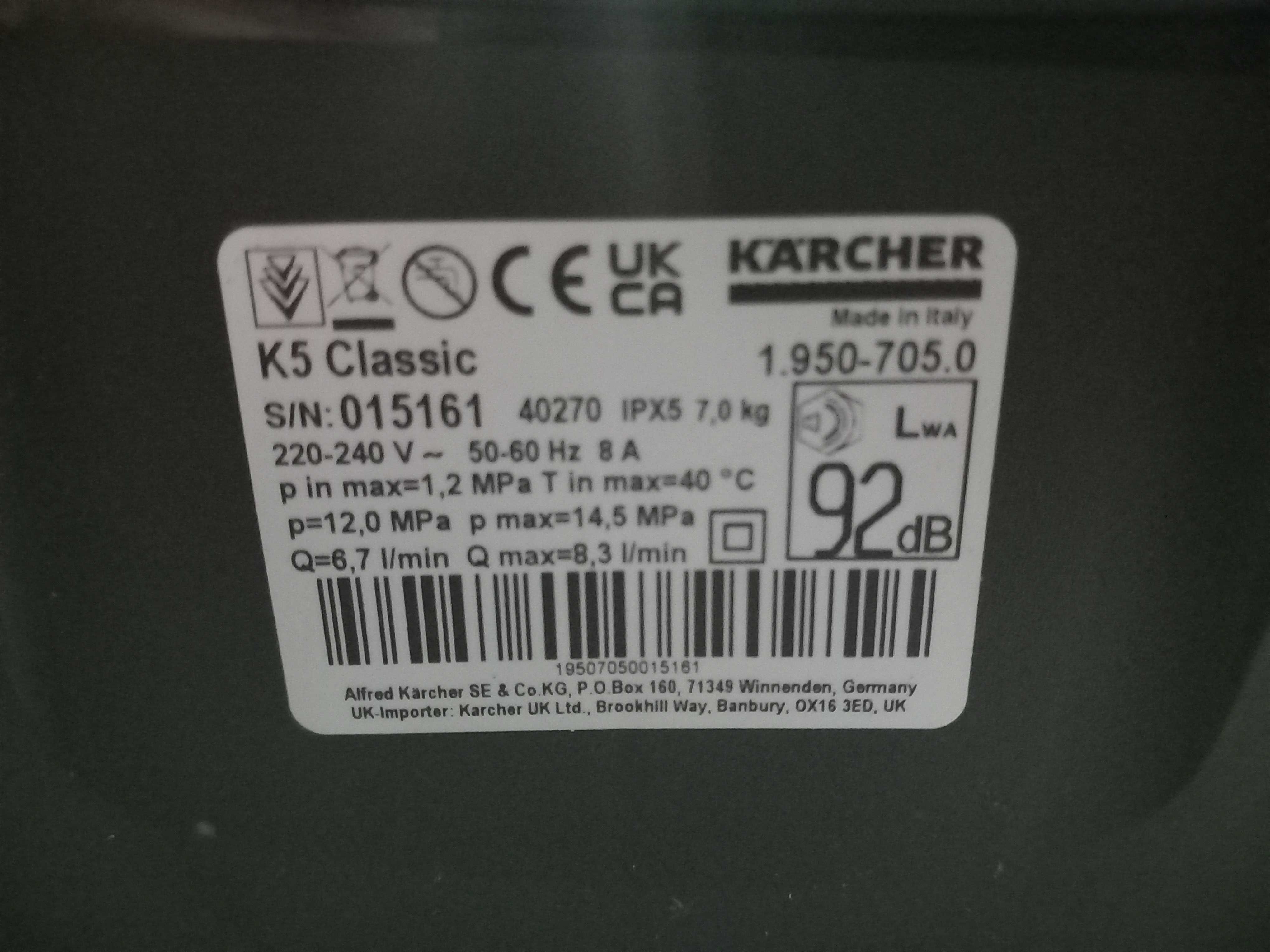 Myjka wysokociśnieniowa karcher K5 classic nowa !!