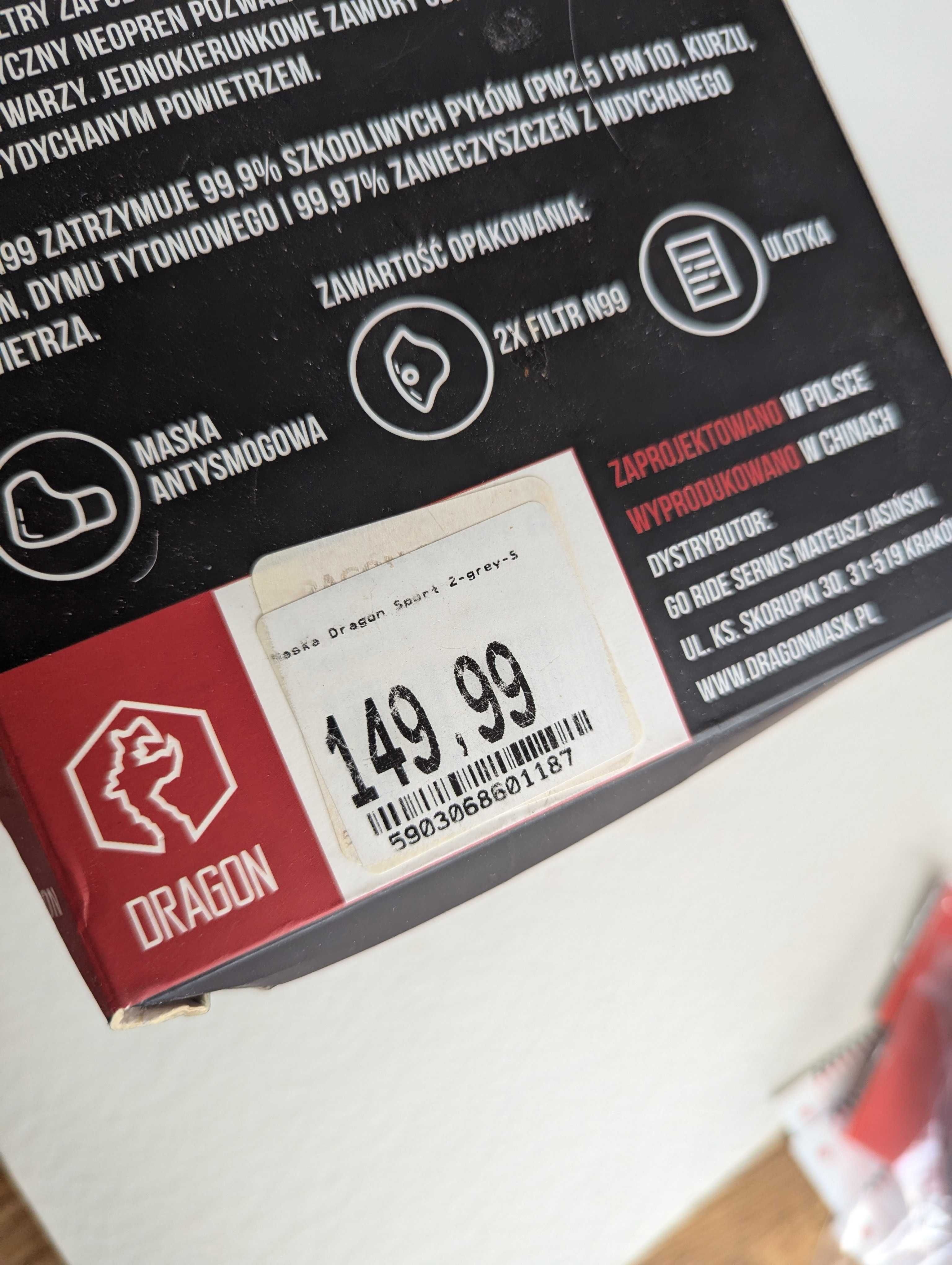 Maska antysmogowa Dragon Sport S dziecięca