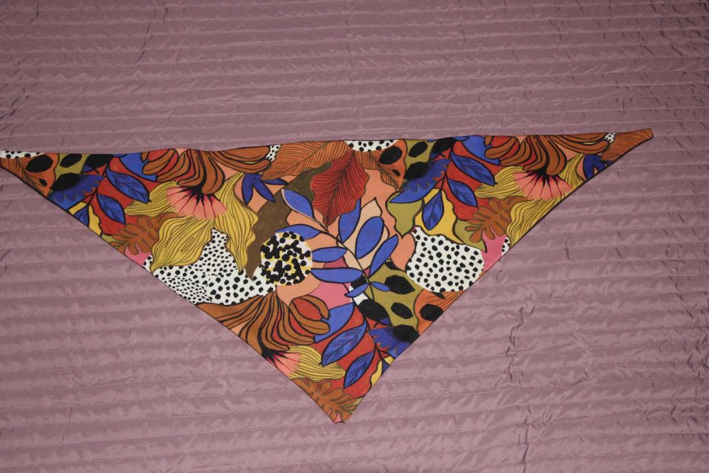 Chusta liście kwiaty dwustronna zimowa