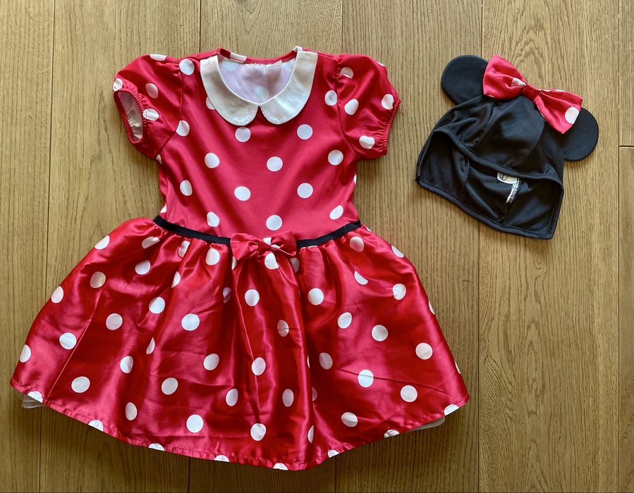 Sukienka 86 cm H&M Myszka Minnie Mickey Mouse w groszki z kokardą