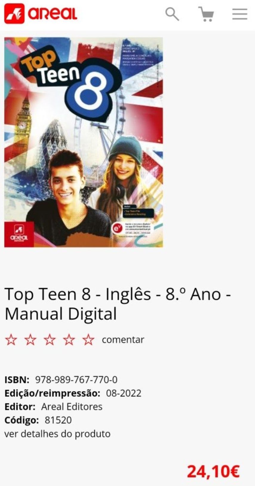 Livro Manual de Inglês top teen 8 ano usado