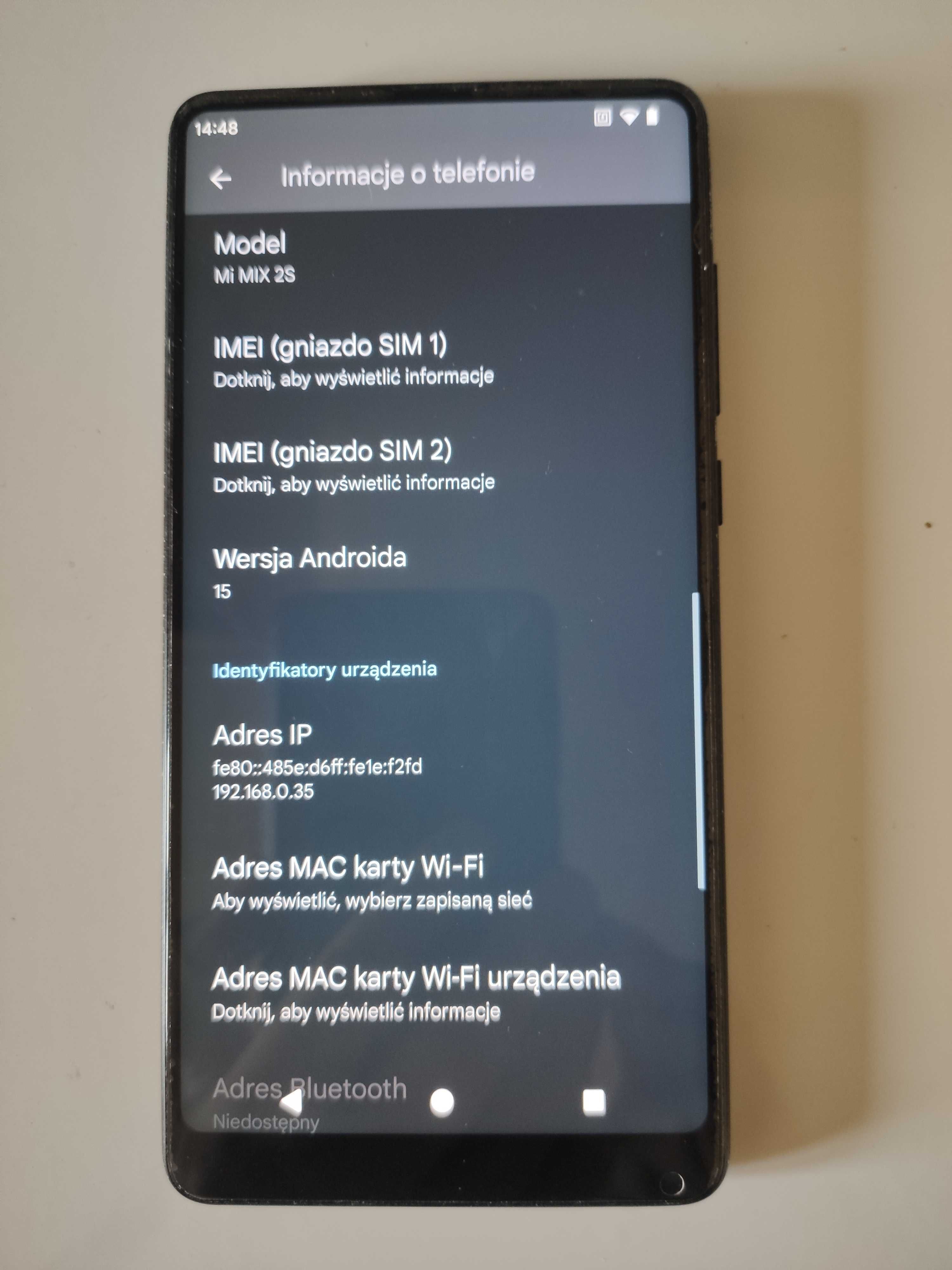 Xiaomi Mi MIX 2s Android 15 6/64 GB dual sim 5,99" plus słuchawki BT