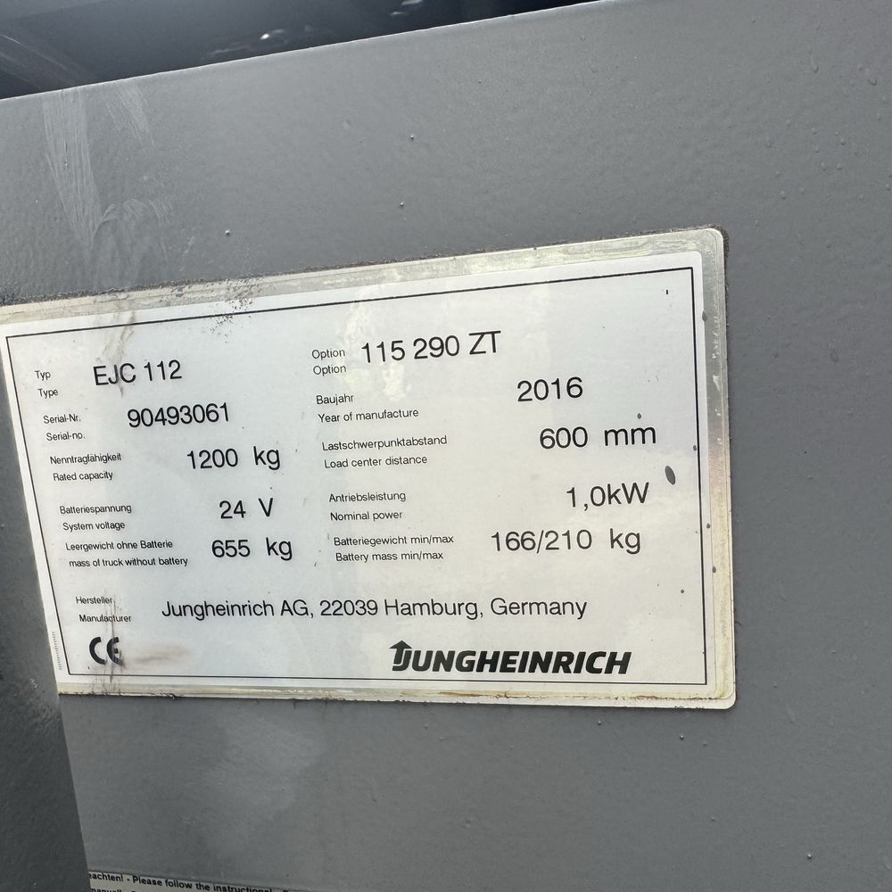 Електричний штабелер Jungheinrich EJC 112 290ZT 2016