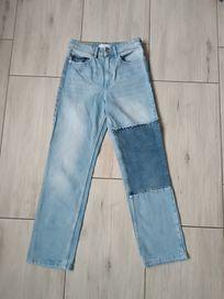 Jeansy denim Sinsay XS/S prosta nogawka hit wysoki stan