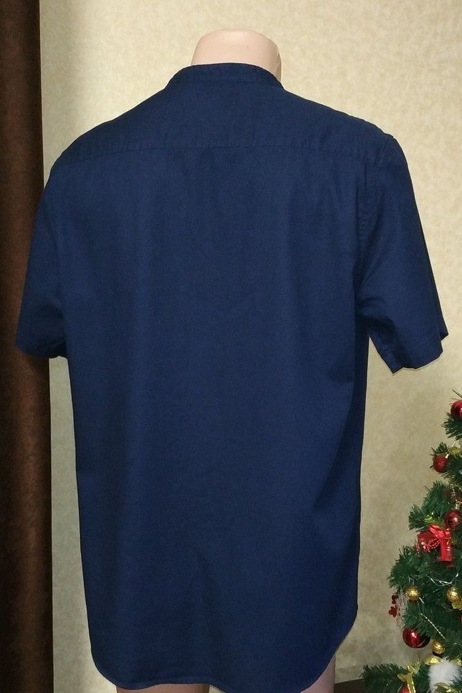 Летняя мужская рубашка primark slim fit синего цвета. xl