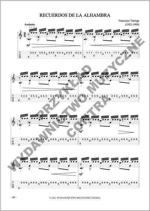 Mistrzowie Gitary - Francisco Tarrega na gitarę (nuty + tabulatury)