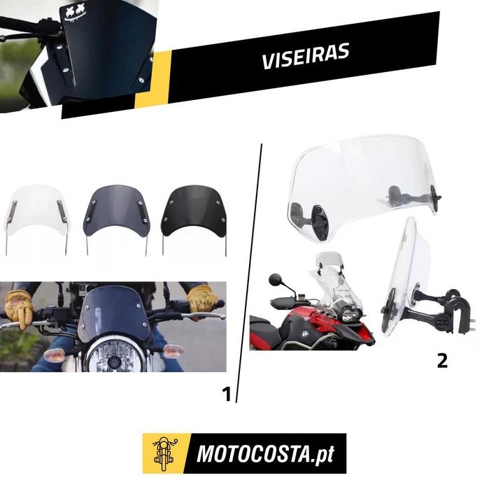 Viseiras Moto - Defletoras, Extensoras e Universais - MOTOCOSTA