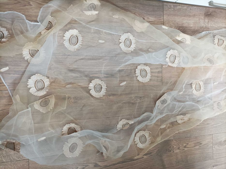 Firanki organza kwiaty 2 sztuki