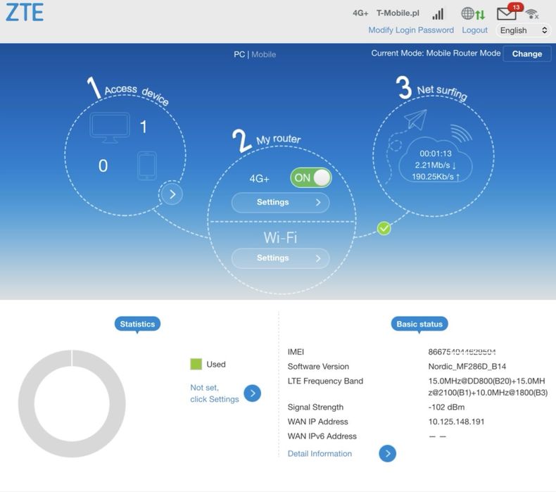 ZTE MF286D modem 600mbit cat 12 na karte sim LTE/4G+