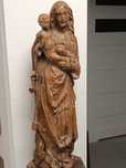 Antyki Rzeźba drewniana Madonna z Chrystusem  gotyk