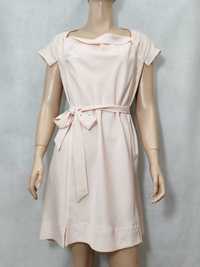 Sukienka wizytowa elegancka pudrowy róż klasyczna 48 SU0239C