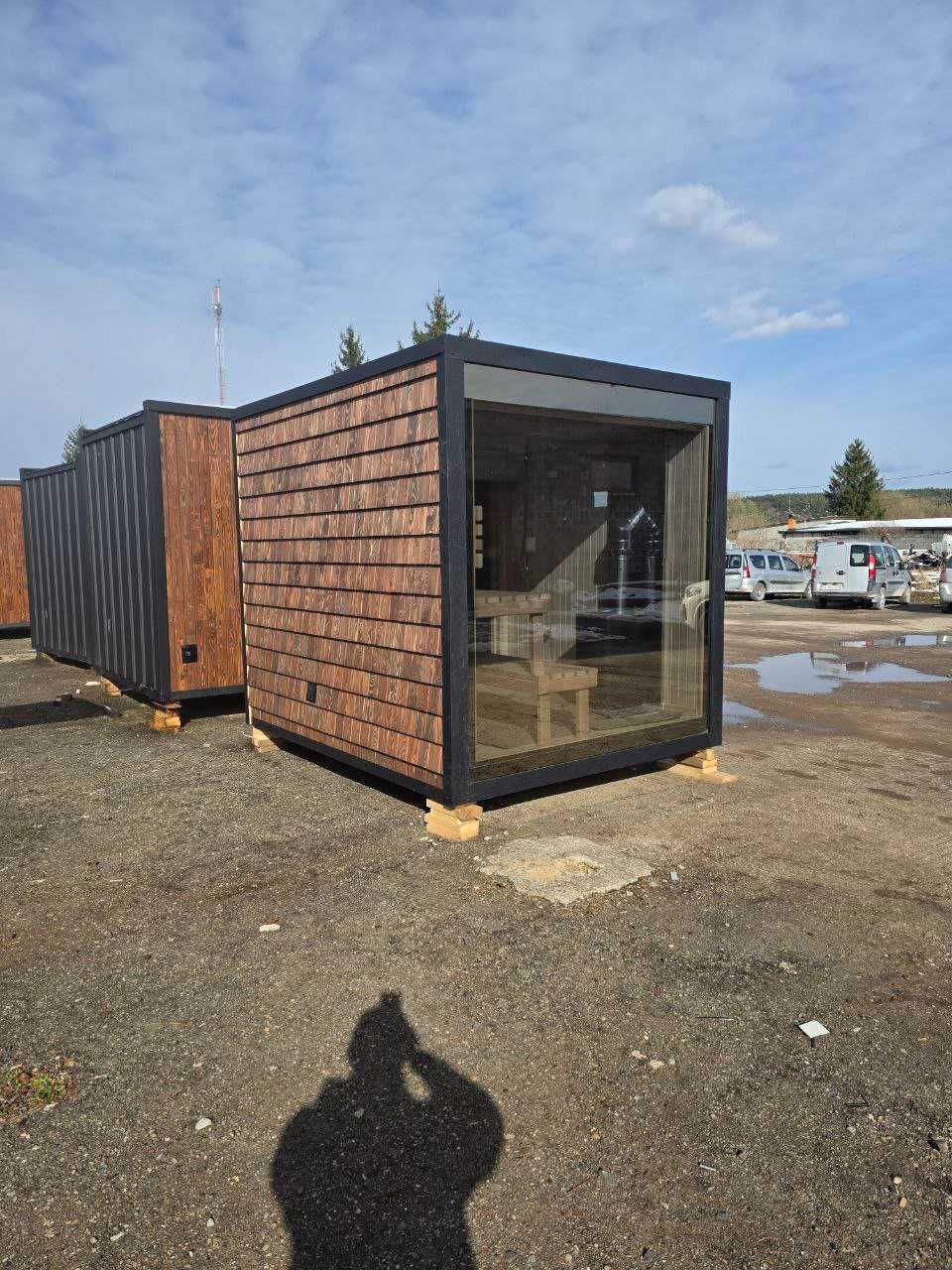 Sauna z dużym oknem panoramicznym