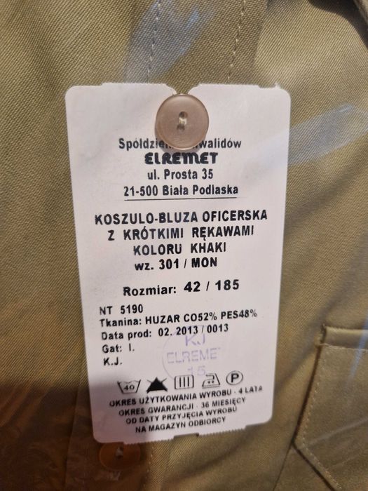 Koszula oficerska z krótkim rękawem w kolorze Khaki Rozmiar 42/185