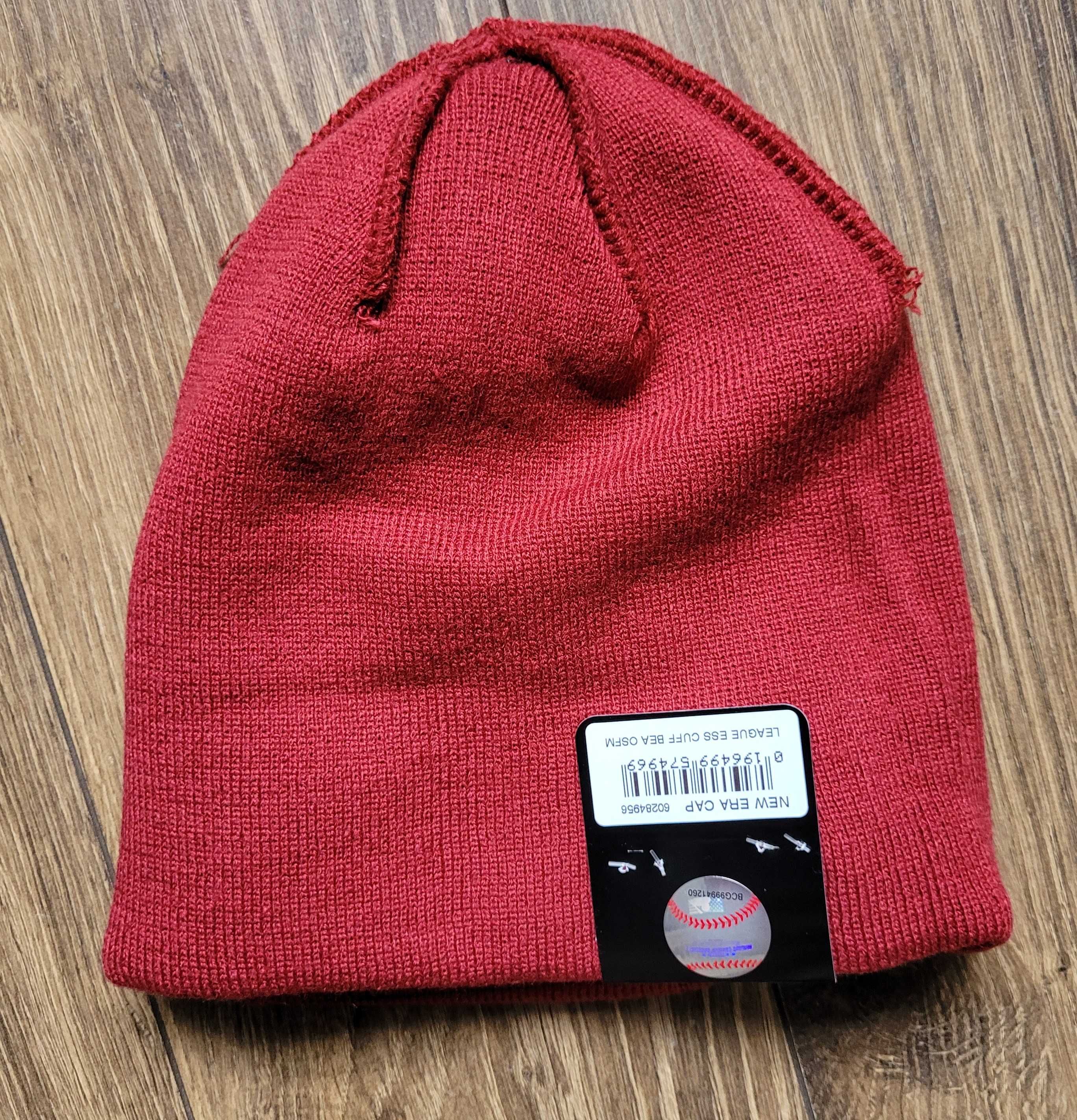 czapka beanie New Era New York Yankees zimowa czerwona z logo NOWA