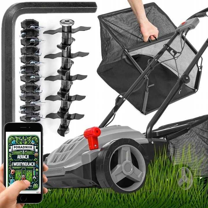 AERATOR WERTYKULATOR Elektryczny Trawy Regulacja z Koszem 2500W