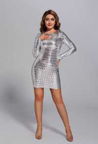 Srebrna 'silver' sukienka premium Moliera2