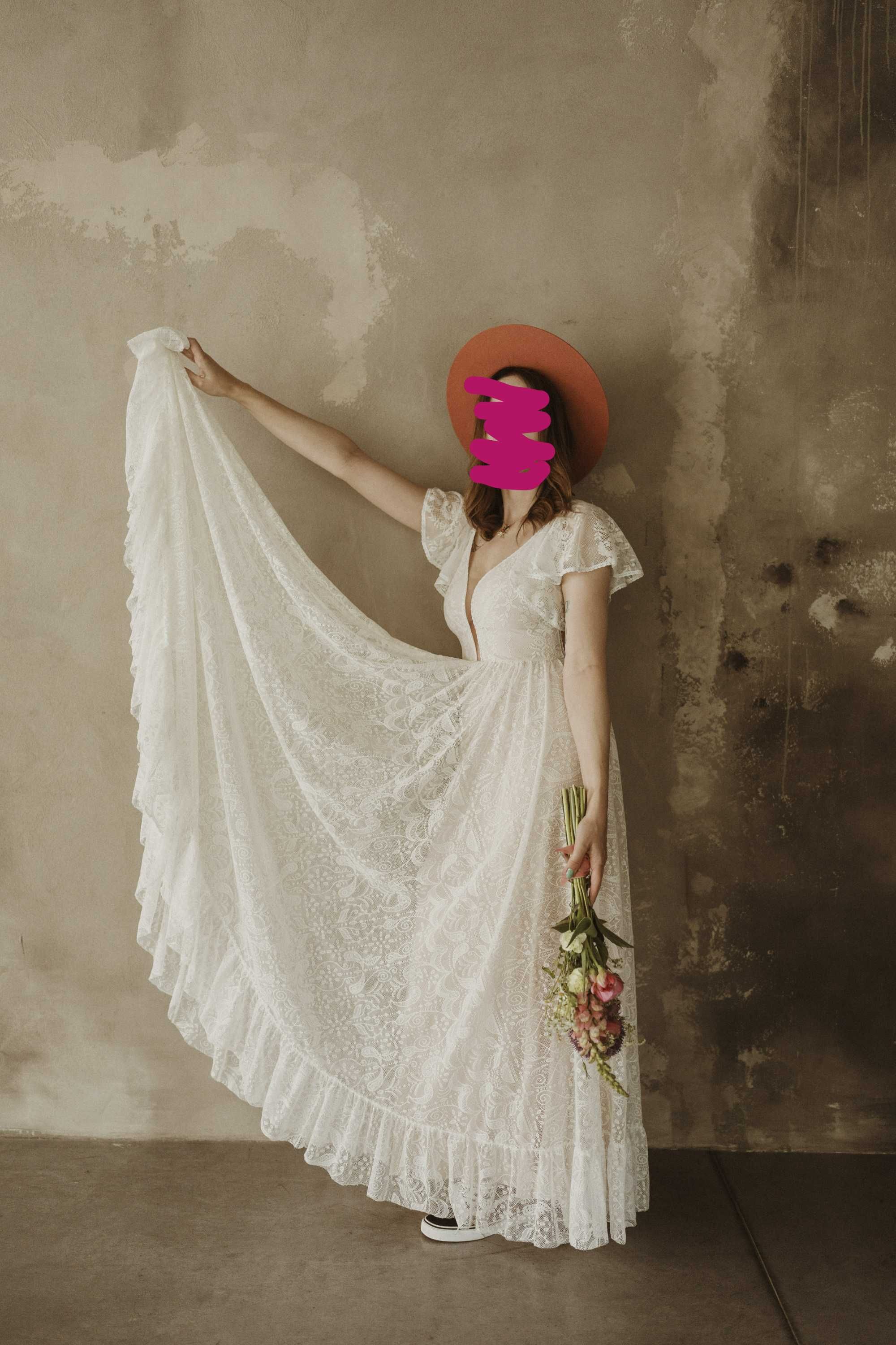 Suknia ślubna boho, rustykalna, Marta Trojanowska