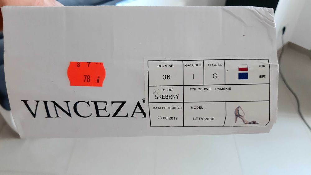 Sandały damskie srebrne szpilka 36 jak nowe paski