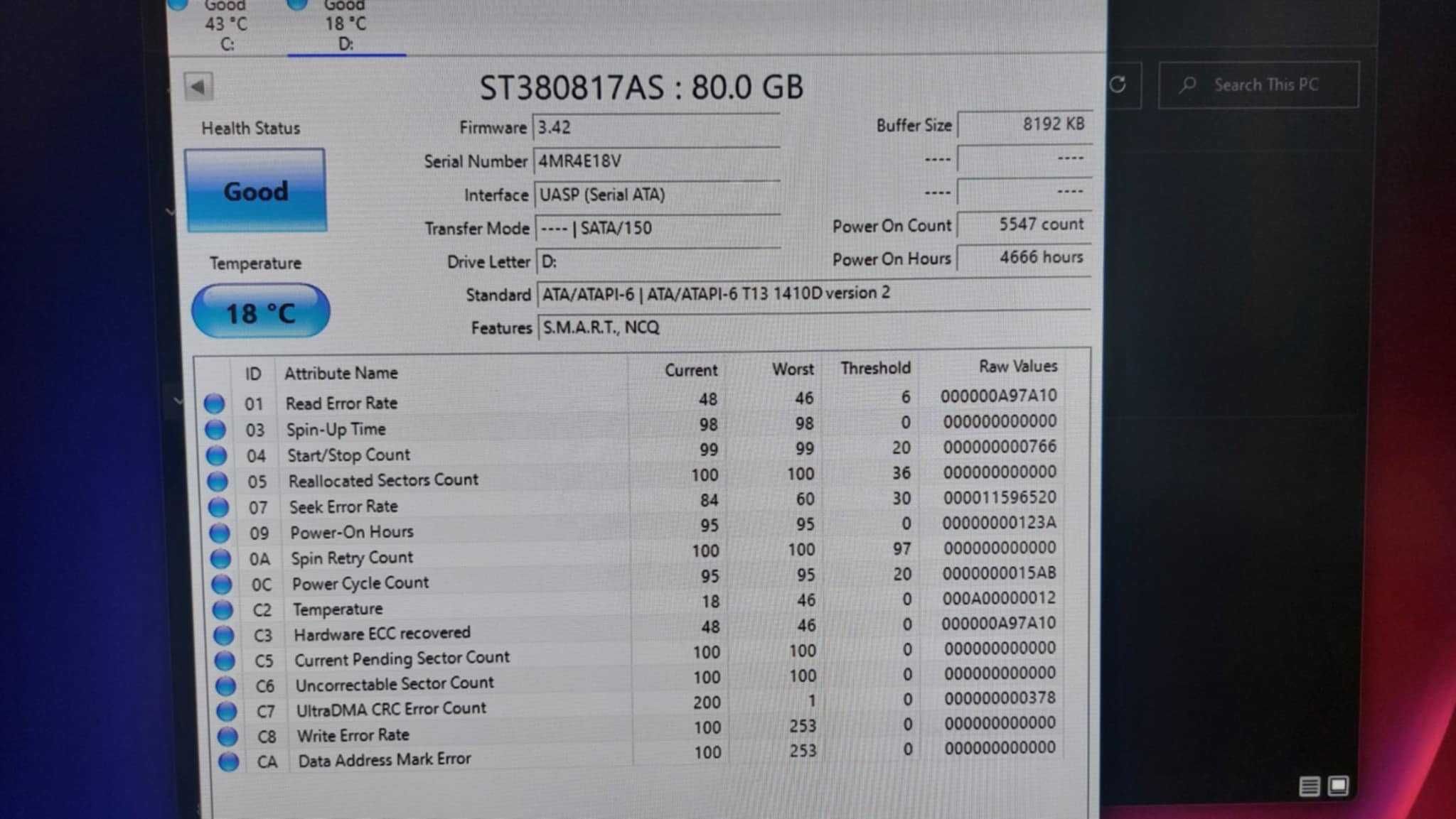 Dysk Twardy HDD Seagate 80 GB SATA ST380817AS