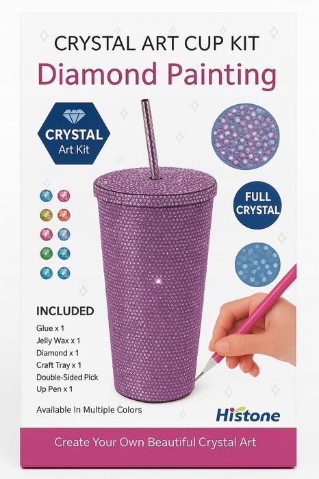 Kubek DIY do wyklejenia diamencikami klejenie diamentów