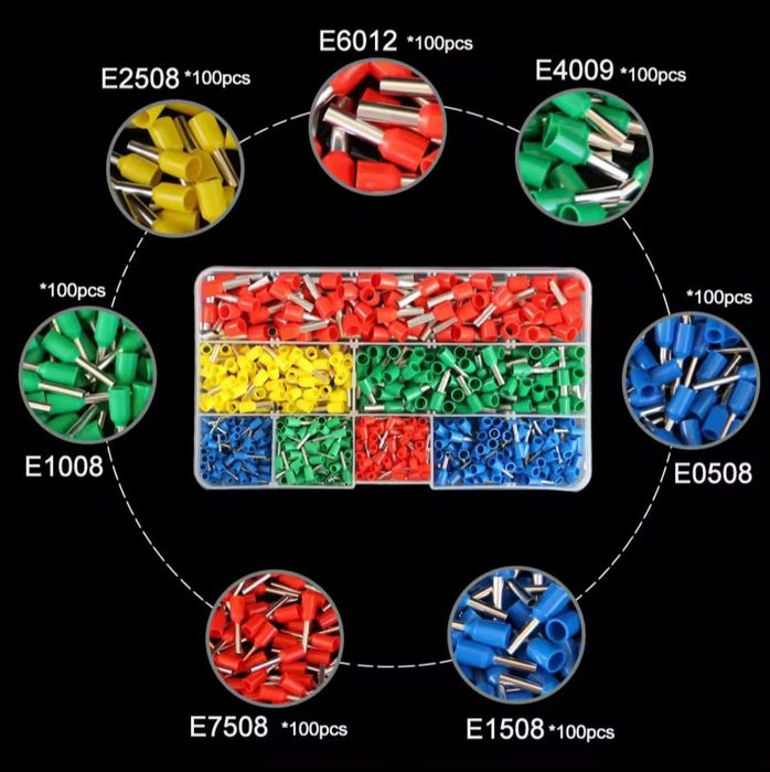 Набор наконечников-муфт 700 шт клеммы для обжима кабелей наконечник