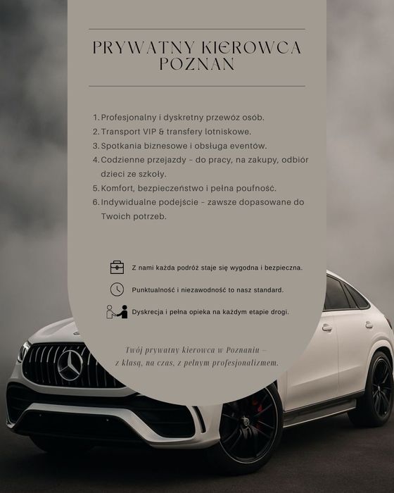 Prywatny kierowca Poznań transfer lotniskowy kierowca VIP Transporter