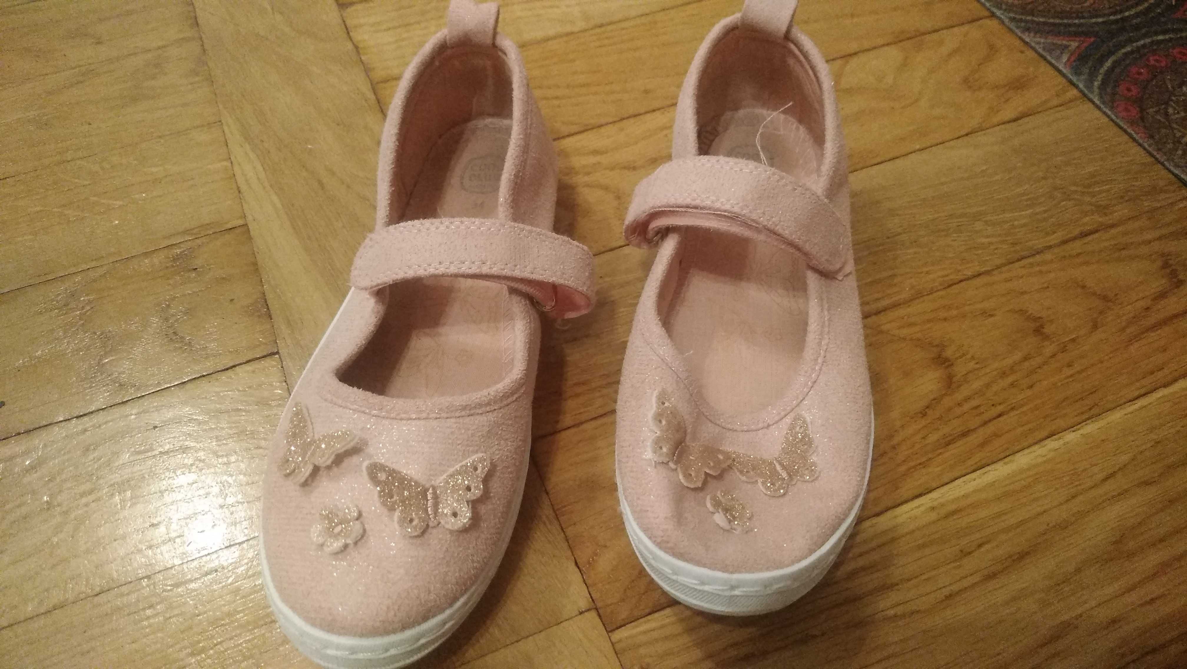 Buty dziewczęce r. 35 (21.5cm) na rzep baleriny