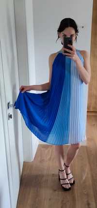 Trójkolorowa plisowana sukienka