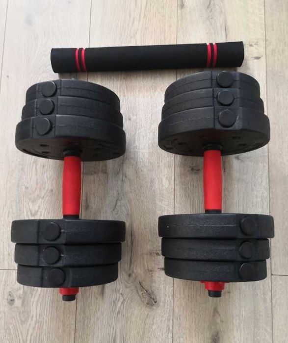 *ZESTAW HANTLI* 2x10kg 20kg + SZTANGA ŁĄCZONA nowe hantle bitumiczne
