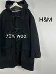 Wełniany płaszcz kurtka H&M męska budrysówka kaptur