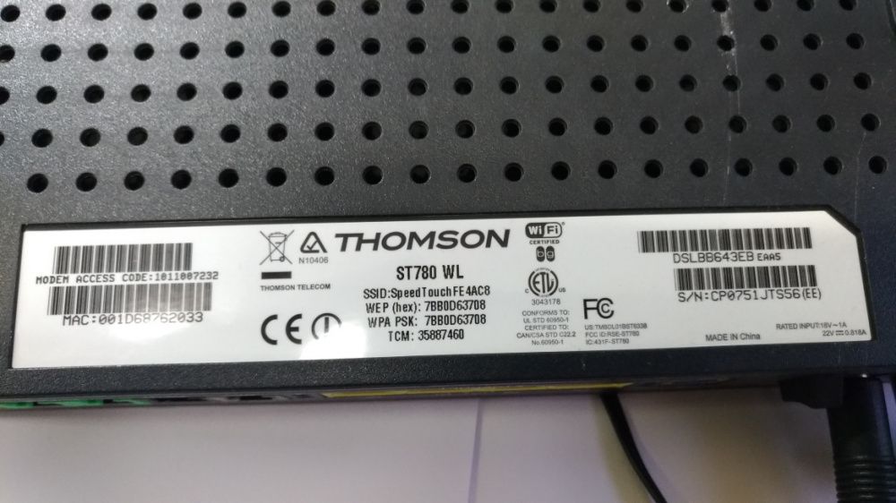 Wireless Router Thomson St780 WL