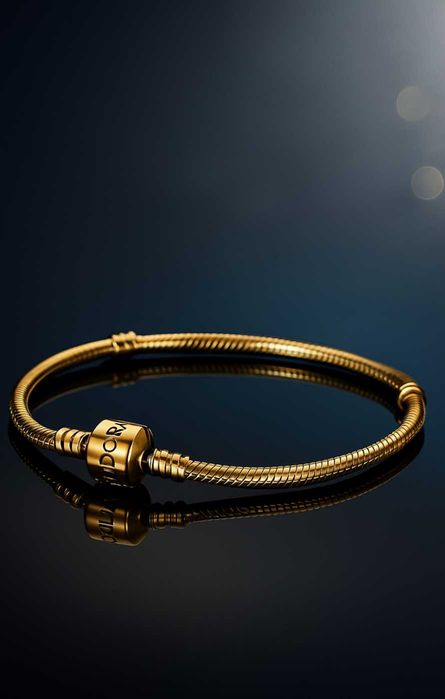 Bransoletka Pandora 18 cm złota nowa 2 charmsy GRATIS pudełko Pandora