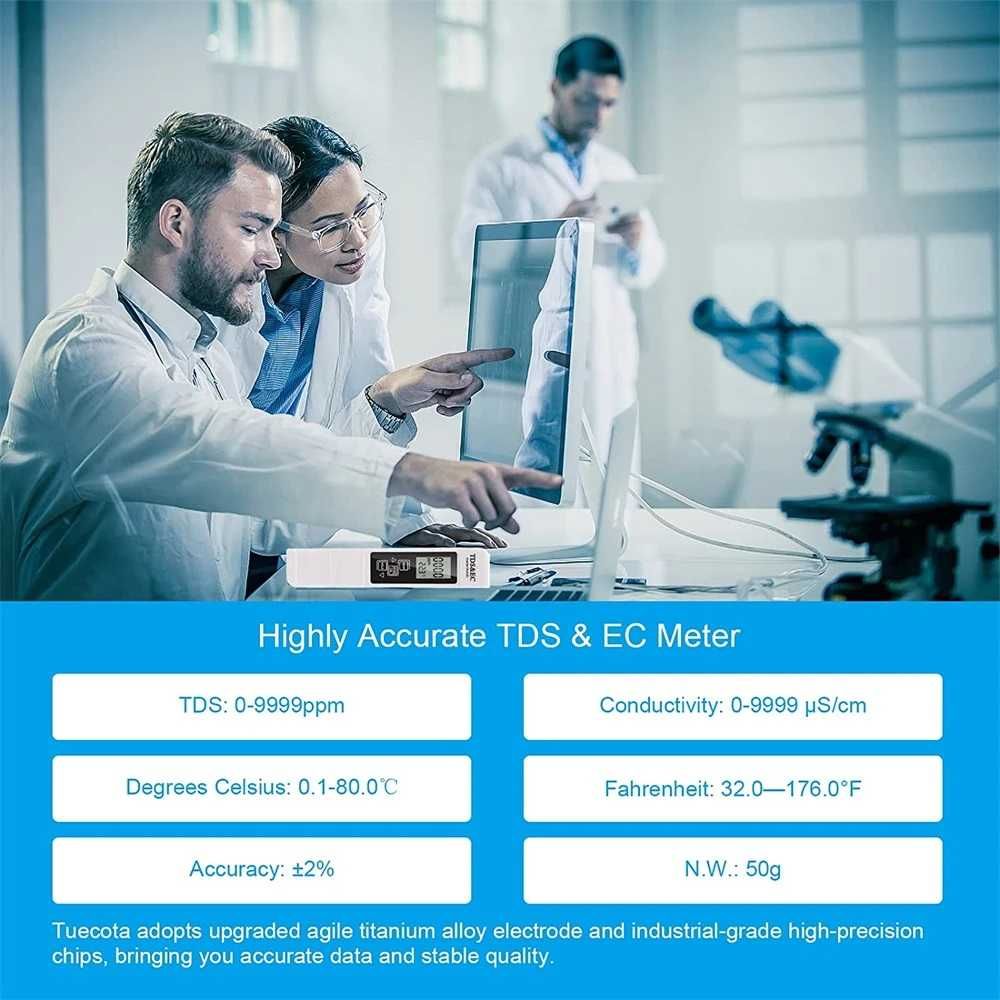 Тестер TDS & EC для проверки качества воды, солемер