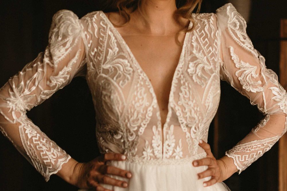 Suknia ślubna w stylu boho 38 M 178 cm